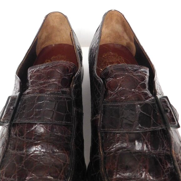 Vtg Alligator Leather Loafer Slip On Dress Shoes Size 11 A Johnson Murphy - Picture 3 of 12